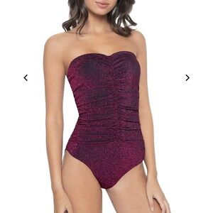 New PQ Swim Garnet Ruched‎ One Piece Size S